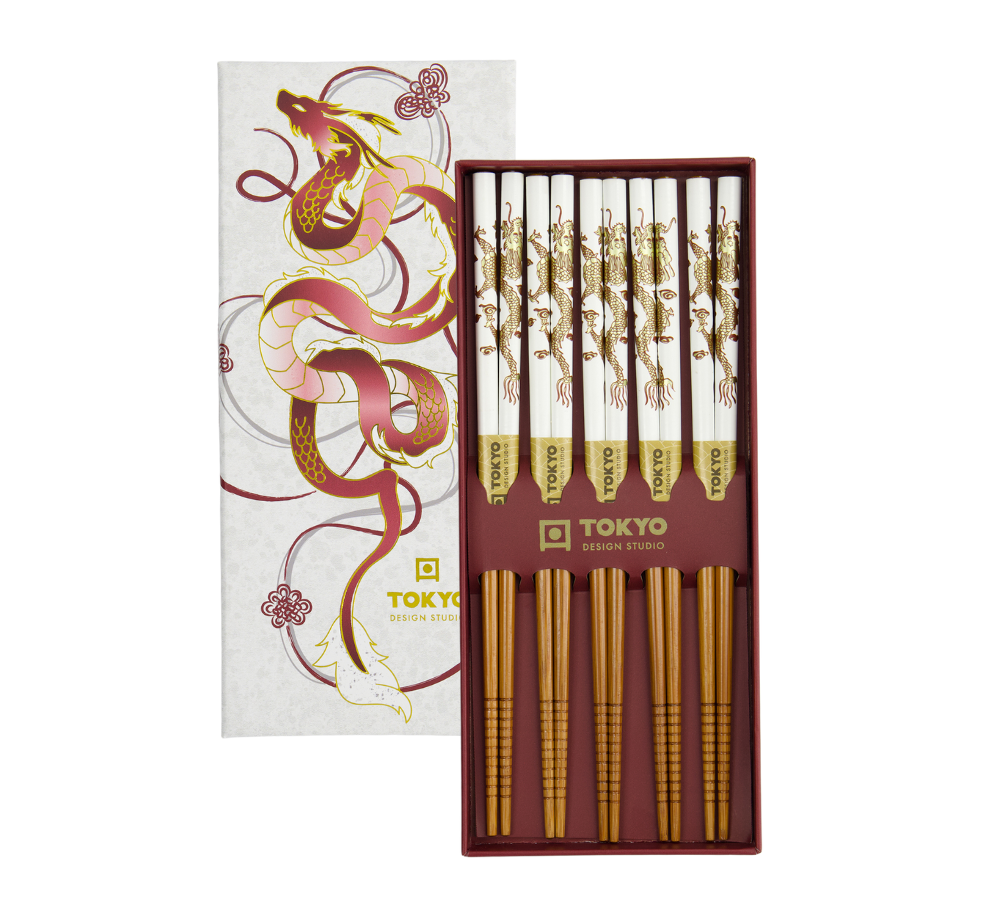 Spisepinde gavesæt, Red Dragon - 5 par